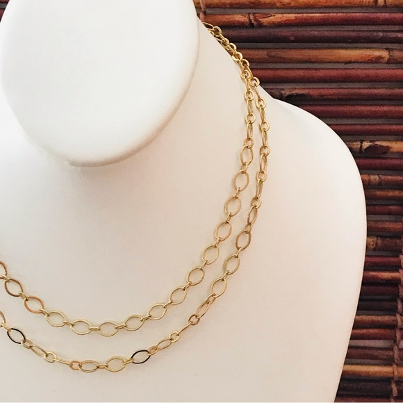 Origami Owl Gold Tone Double Chain Necklace 16.5" - Picture 2 of 8